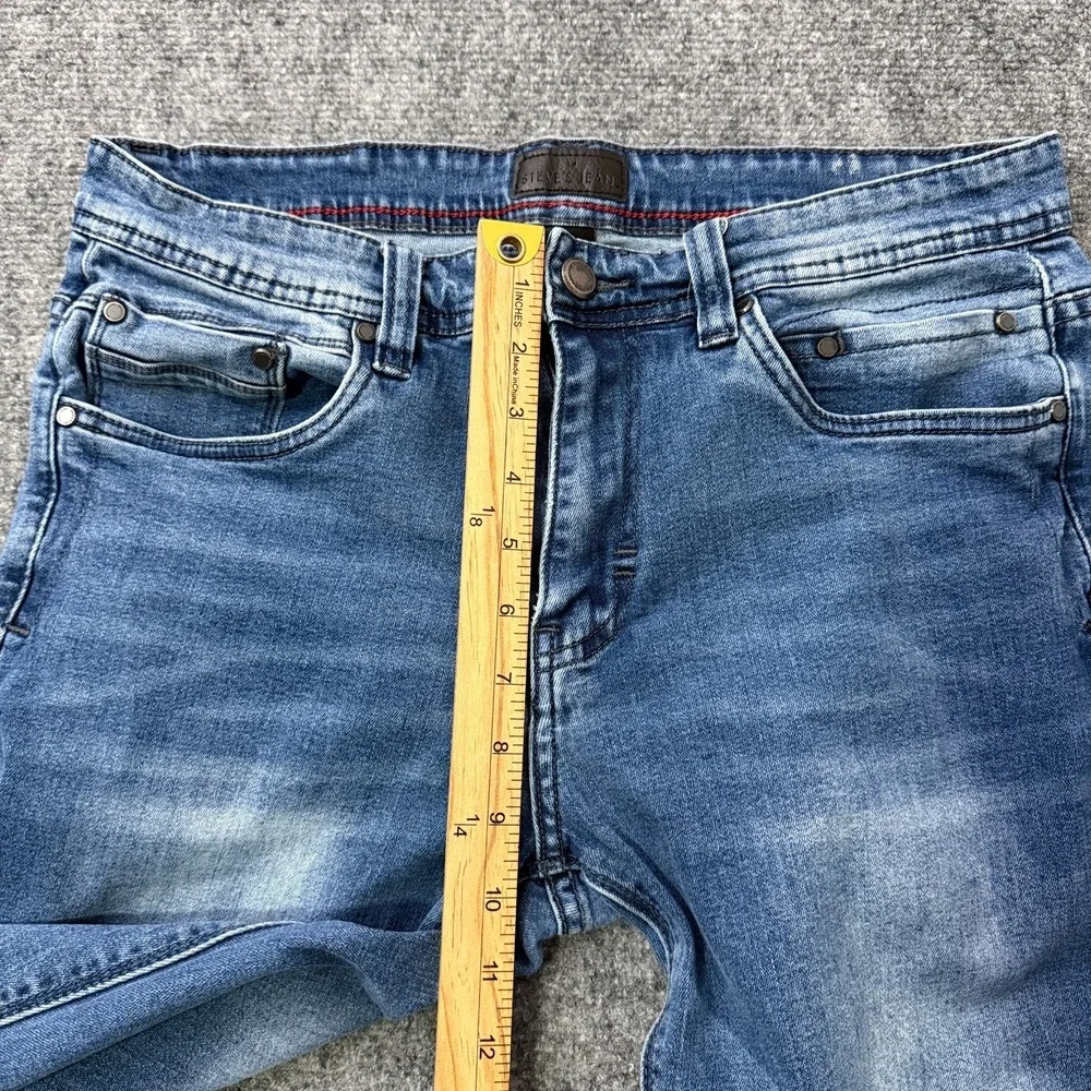 Steve's Jeans Mens 32x32 Medium Wash Straight Leg Stretch Denim Faded Whiskered